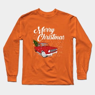 Red Truck Merry Christmas Tree Long Sleeve T-Shirt